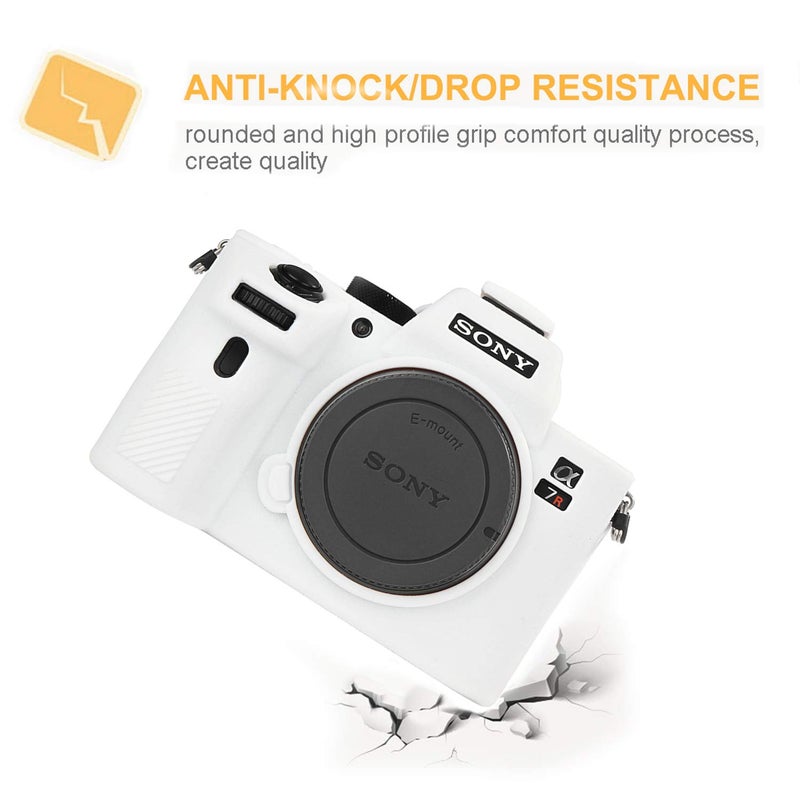 STSEETOP Camera Case for A7II/ A7RII / A7SII / A7MII - Protective Silicone DSLR Skin Cover, Detachable Cage, Shockproof, Dustproof (White) - Image 2
